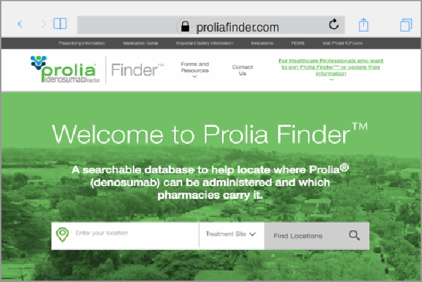 Prolia Finder™ homepage